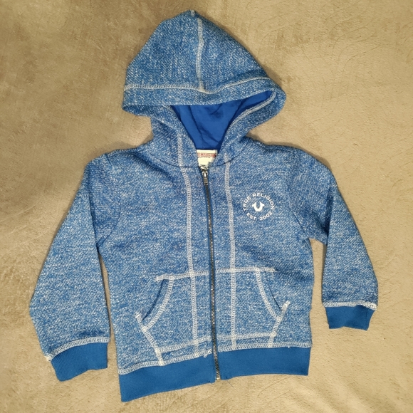 True Religion | Baby/ Kids  Zip Up Hoodie Sweatshirt Marled Blue Size 24 months - Picture 1 of 10